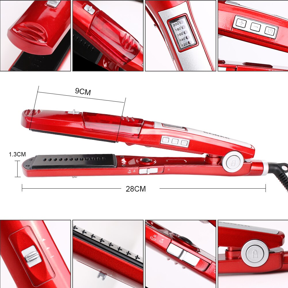 Steam Straightener LCD Display Ceramic Flat Iron Hair Straightening Straighteners Hair Salon Steam Styler