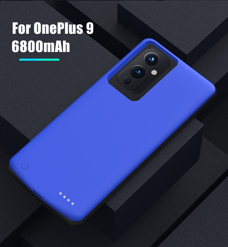 Battery Charger Cases For OnePlus 9 9 Pro Power Bank Case 6800mAh External Charging Battery Case For Oneplus 9R Powerbank Cover: 9 Blue