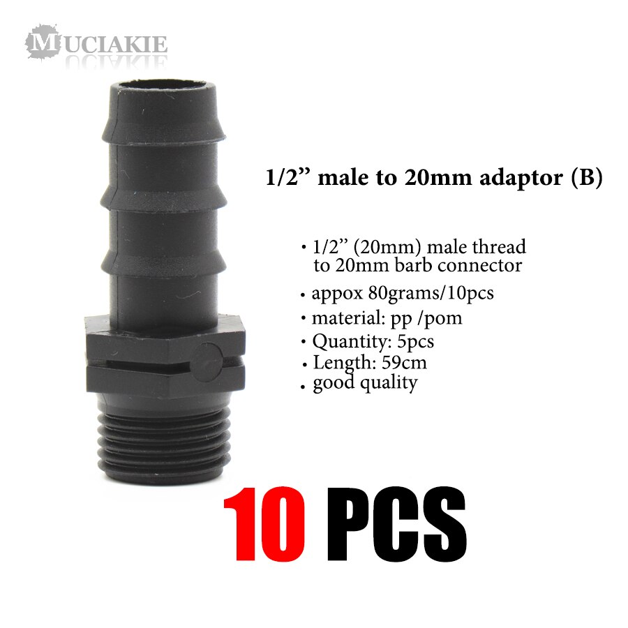 MUCIAKIE 3/4 ''1/2'' Buitendraad 25mm 20mm 16mm Koppeling Water Connector Druppelirrigatie Tape adapter voor Tuin