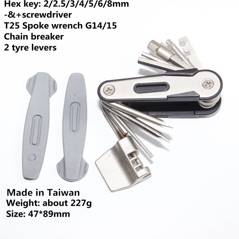 Fiets vouwgereedschap bandenreparatieset multitool fietssleutel schroevendraaier kettingsnijder fietsaccessoires: Optie 8