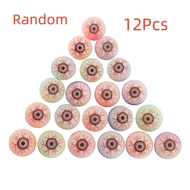 12Pcs Exploding Eyes Bouncy Ball Toy Assorted Halloween Ball Prom Elasticity Colorful Bouncy Rubber Jumping Ball Toy: WHITE