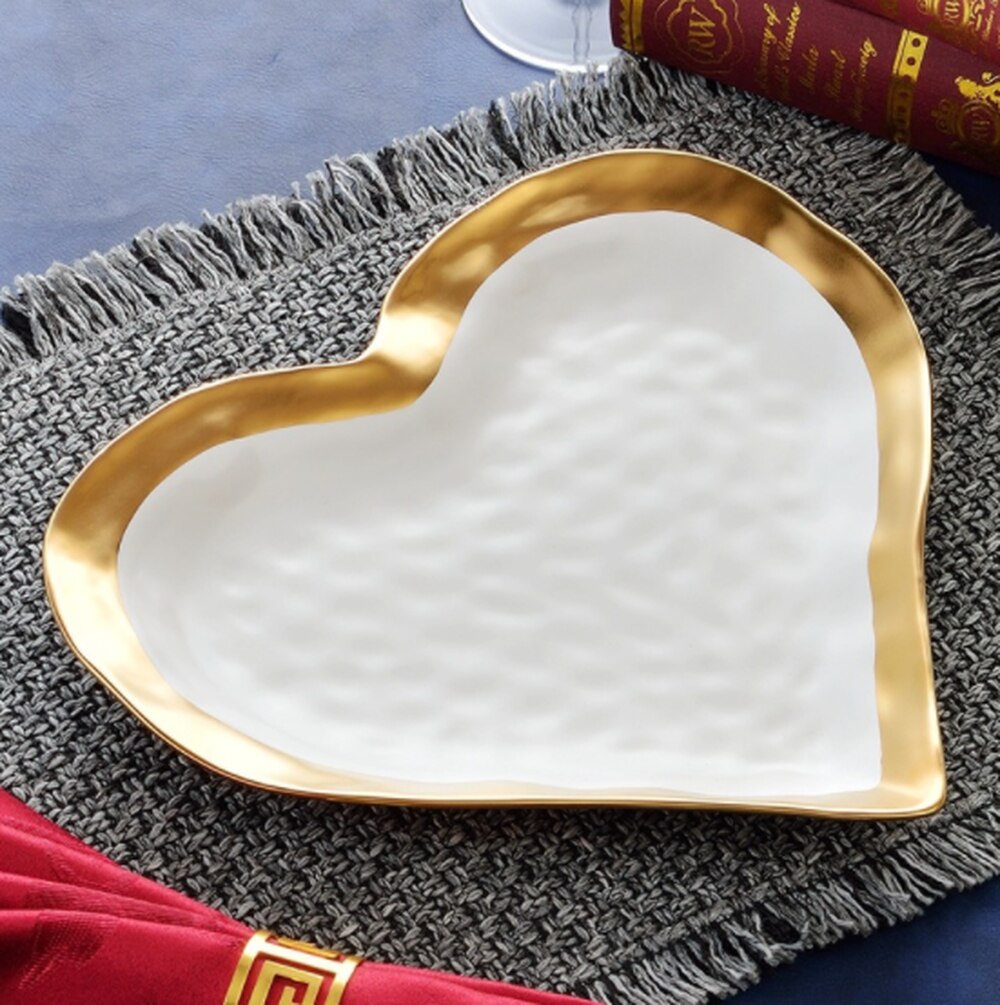 Phnom Penh Love assiette en céramique assiette alimentaire aux fruits plat en forme de coeur plats de cuisine assiettes de noël plat à dîner pour ustensile de cuisine