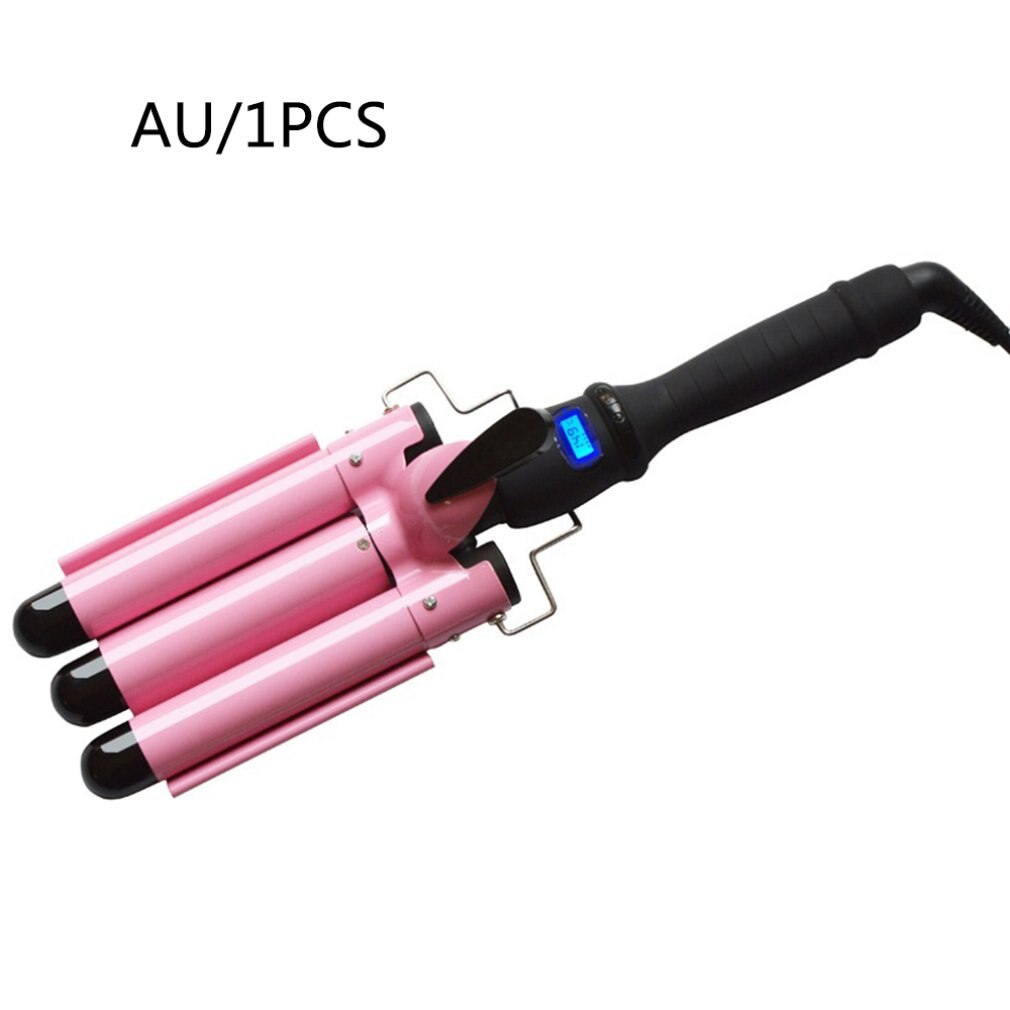 Curling Iron Ceramic Triple Barrel Hair Styler Hair Waver Styling Tools 110-240V Hair Curler Electric Curling: Pink