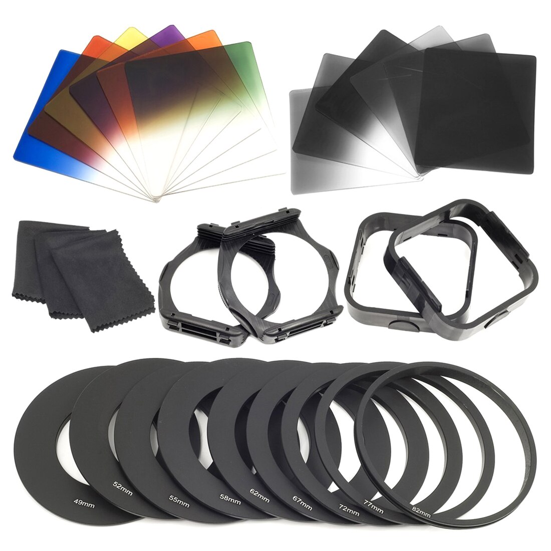 1 Set Filters + Ring Adapter Voor Cokin P-serie LF142, 6Pcs Nd Filters + 6Pcs Geleidelijke Kleur Filter + 9Pcs Ring Adapter