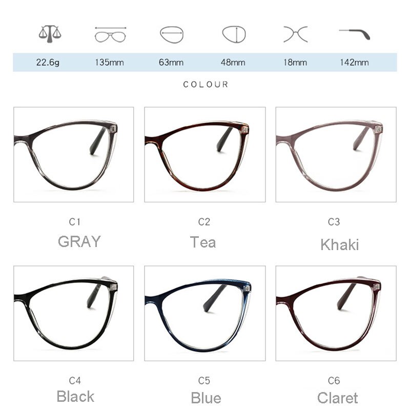 Optical Eye Glasses with Spring Hinges Unisex Alloy Eyewear Frame Anti Blue Ray Cat Eye Myopia Glasses