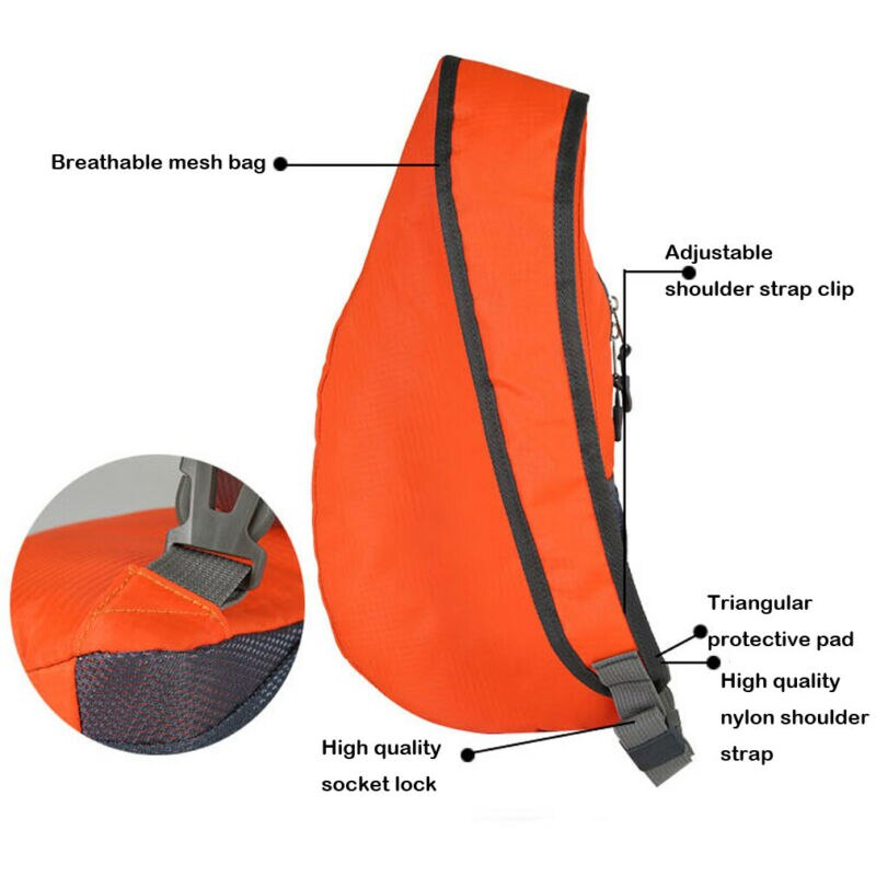 Mochila unissex de peito, mochila unissex com alça cruzada para o corpo, para esportes, caminhadas, para viagem, com padrão de letras)