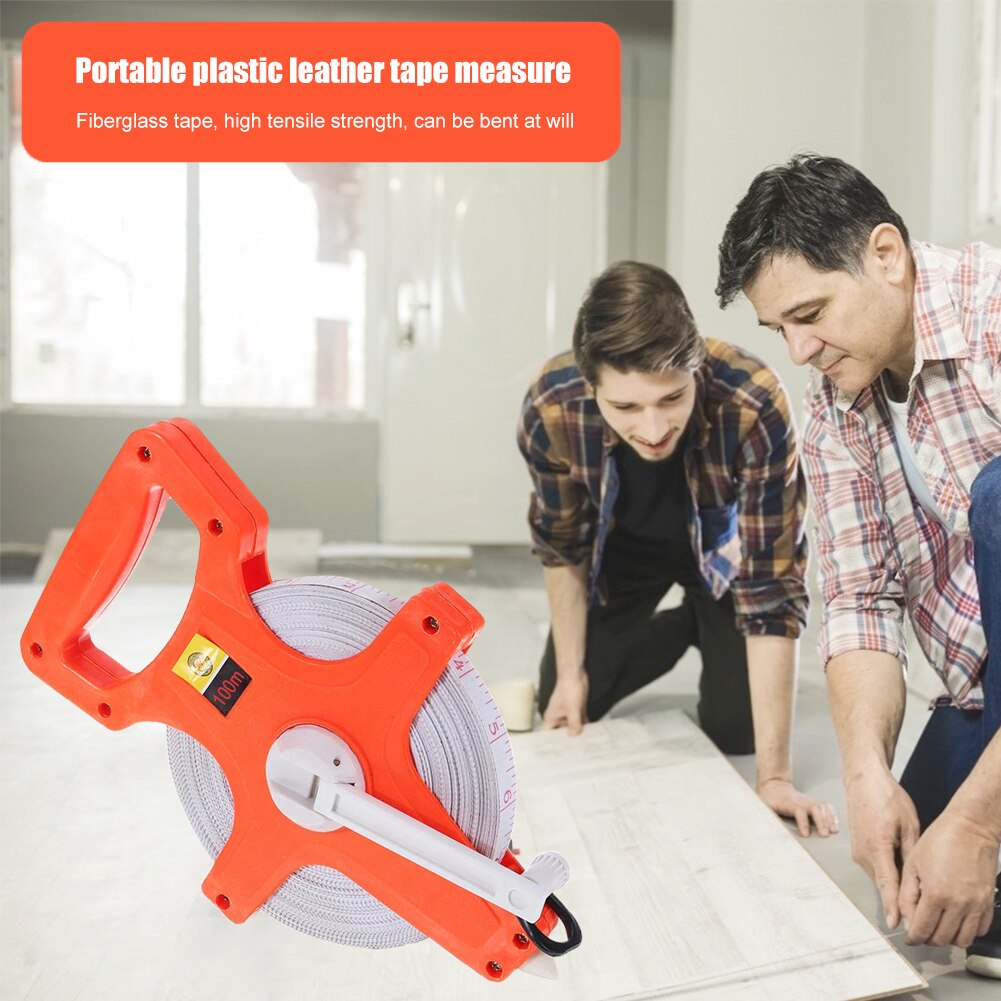100m Retractable Fiberglass Tape Measure Open Reel Metric Scale Measuring Ruler Woodworking Gadget Depth Measurement