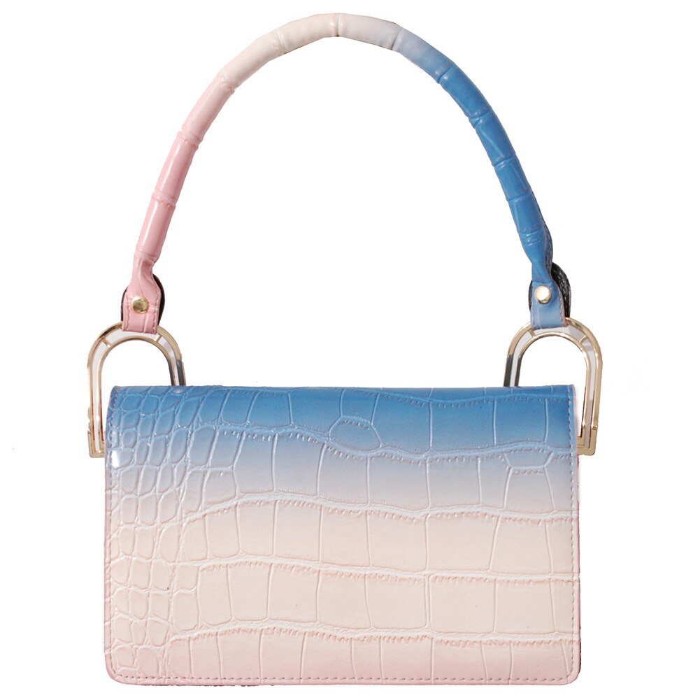 Mode Gradiënt Kleur Alligator Patroon Schoudertas Vrouwen Pu Lederen Onderarm Casual Dames Flap Portemonnee Top-Handvat Handtas: Roze