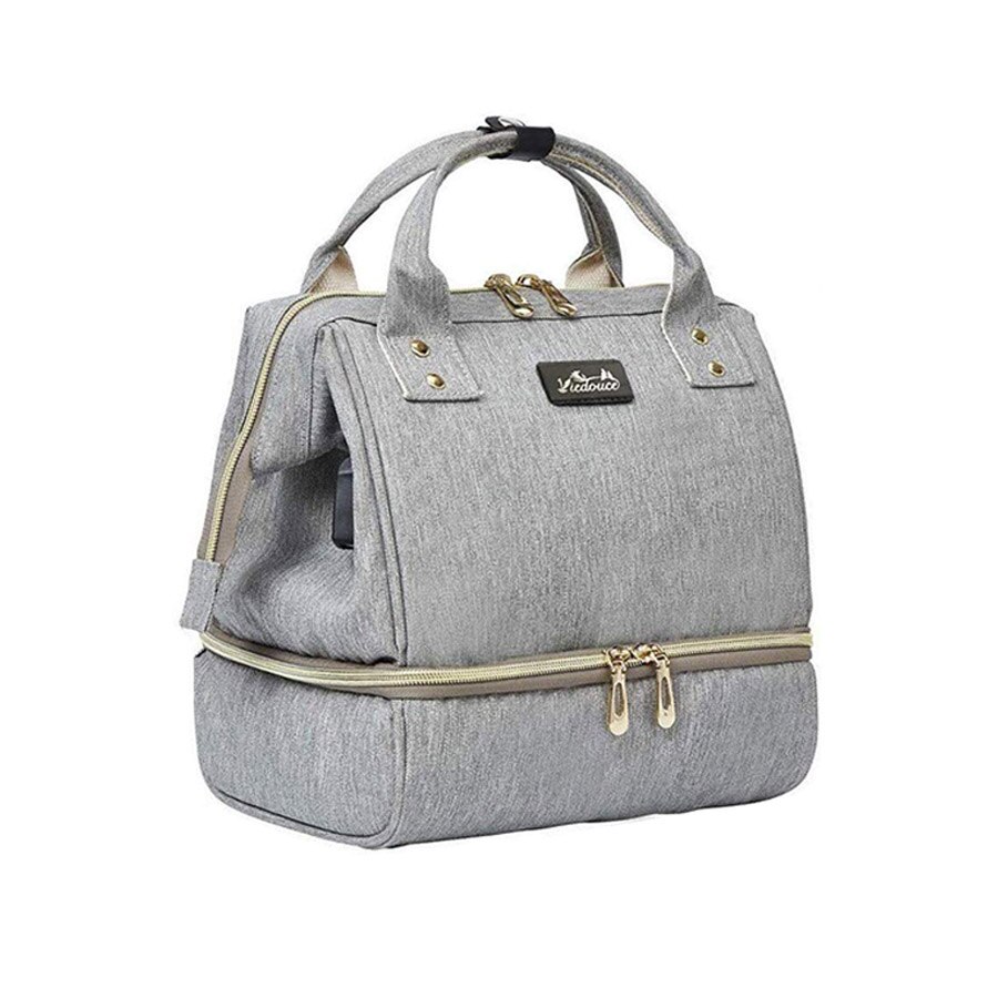 Viedouce thermal insulated school lunch bag travel usb diaper kid men women office lunch cooler box bag for women men kids lunch: grey