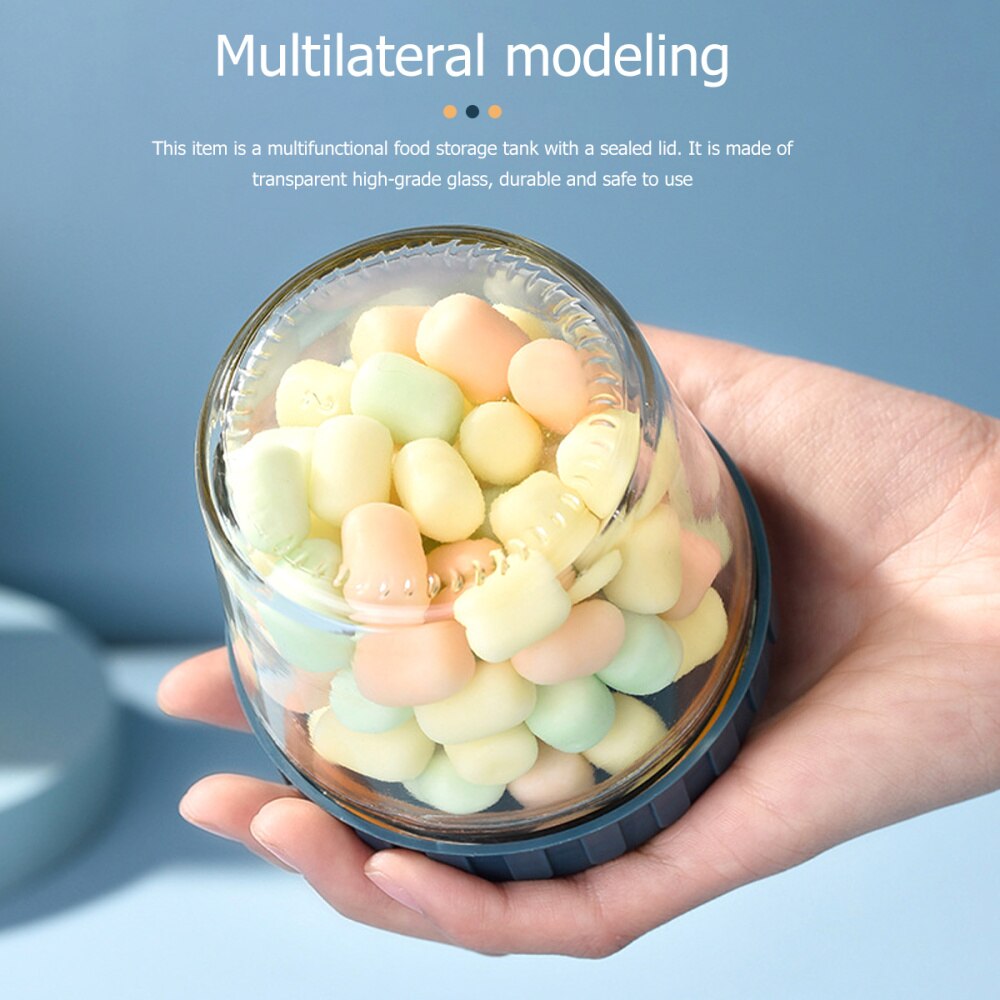 1 sæt 2 stk. glasforseglet opbevaringsdåse fuglerede kop madopbevaringsbeholder kornkrukke til hjemmekontorkøkken (gul + blå med
