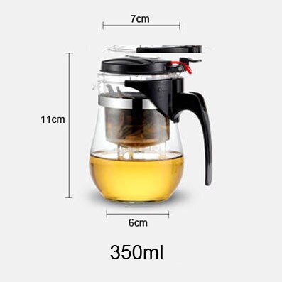 Varmebestandigt glas tekande kinesisk kung fu te sæt puer kedel kaffeglas kaffemaskine bekvem kontor tekande: 350ml
