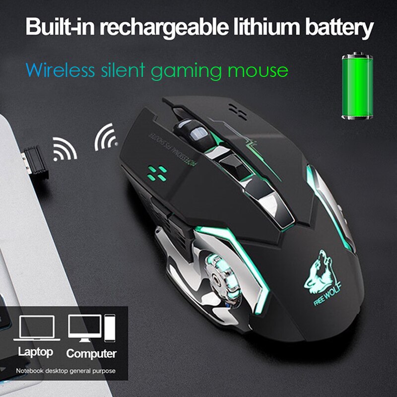 Wired/Wireless Gaming Mouse with Silent LED Backlit 8D 3200 DPI Adjustable USB Optical Ergonomic Mouse For Laptop.