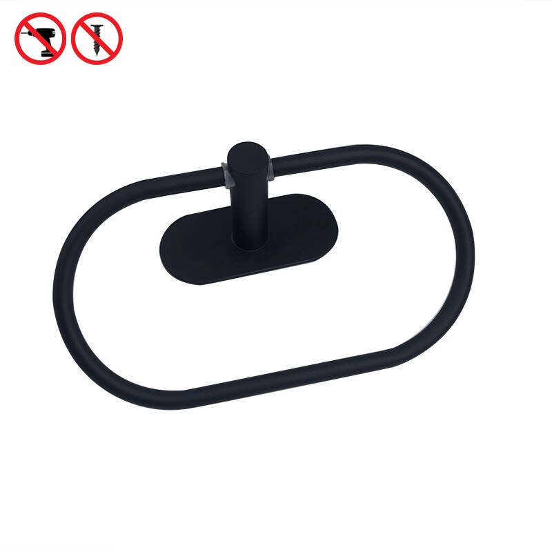 ELLEN Matte Black Bathroom Hardware Set Black Robe Hook Towel Bar Toilet Paper Holder Bath Bathroom Accessories EL480B1001B: Towel holder