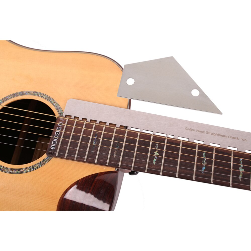 2pcs Guitar Neck Ruler Notched Straight Edge Guitar Bass Fret Leveling Ruler Fret Rocker Fret Level Luthier Tool (Silver)