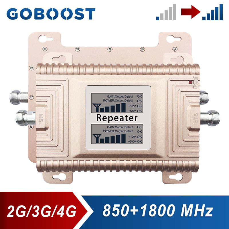 GOBOOST 2g 3g CDMA 850 4g LTE 1800 MHz Dual Band Signal Booster Cellular Amplifier B5 B3 For Cell Phone Repeater
