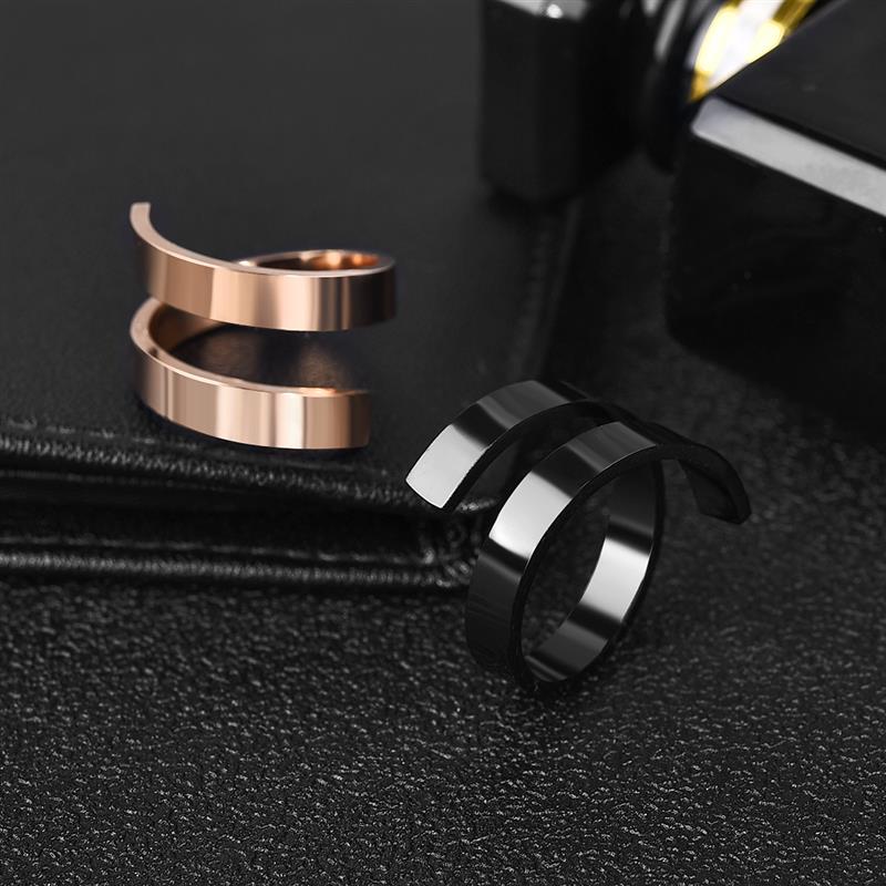 Hiphop Rock Doublelayer Ring Voor Mannen Vrouwen Black Rose Gold Roestvrij Stalen Ringen Man Vrouw Sieraden Bruiloft Paar