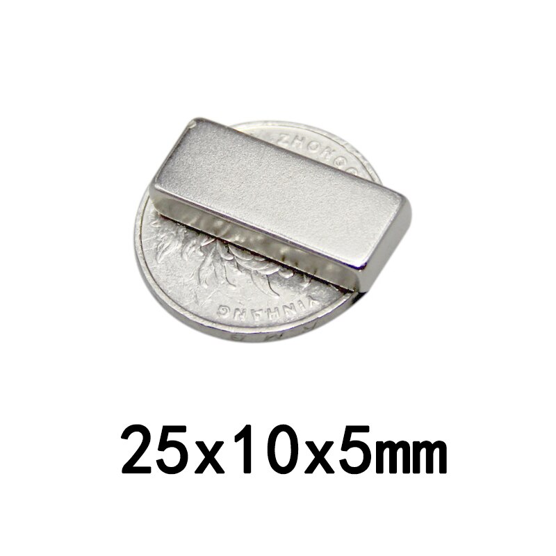 5/10/20/50/100Pcs 25X10X5 Sterke Neodymium Magneet Dikte 5mm Blok Permanente Magneten 25X10X5Mm Krachtige Magnetische 25*10*5