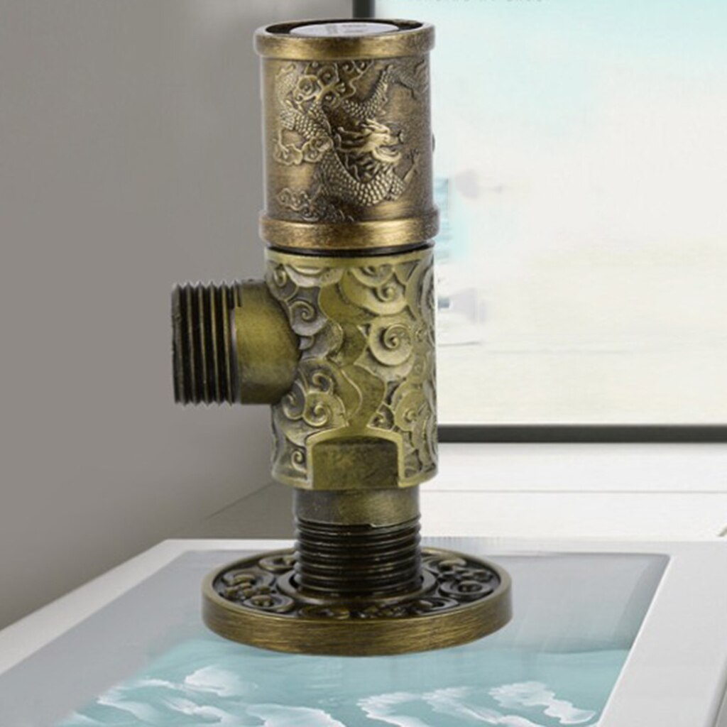 Vintage Gold Brass triangle valve Threaded Rotary Handle Valve Water Tap