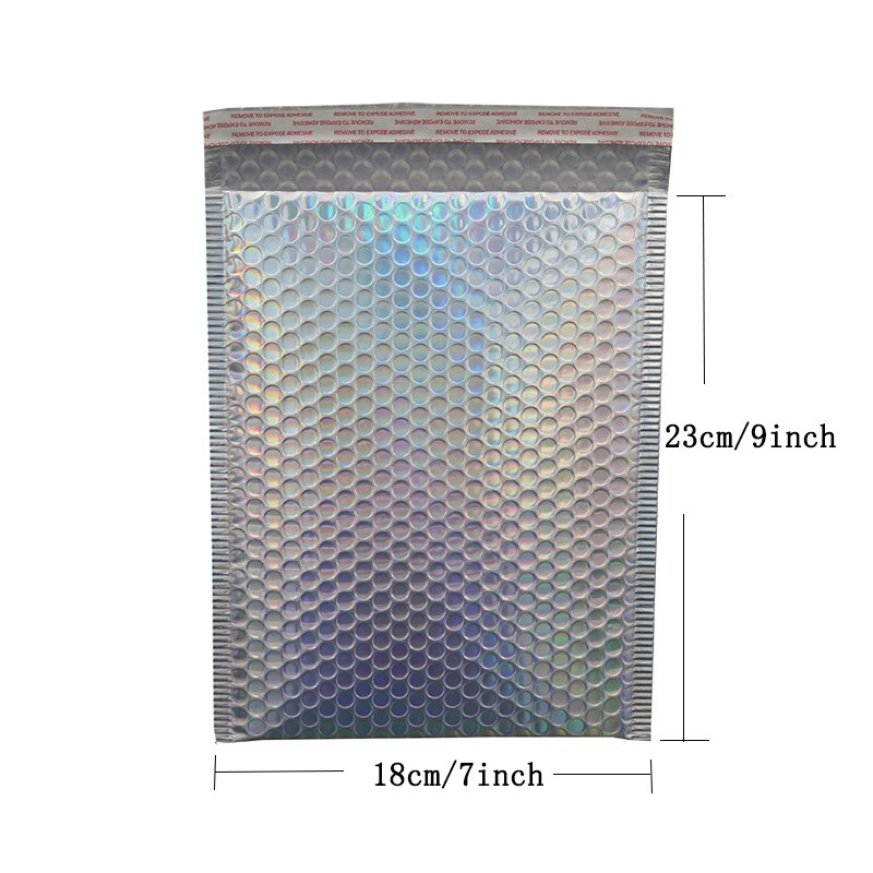 50 PCS/Lot Rose Gold Plastic Bubble Envelopes Bags, Padded Envelope, Waterproof Bubble Bags: Rainbow 18x23cm