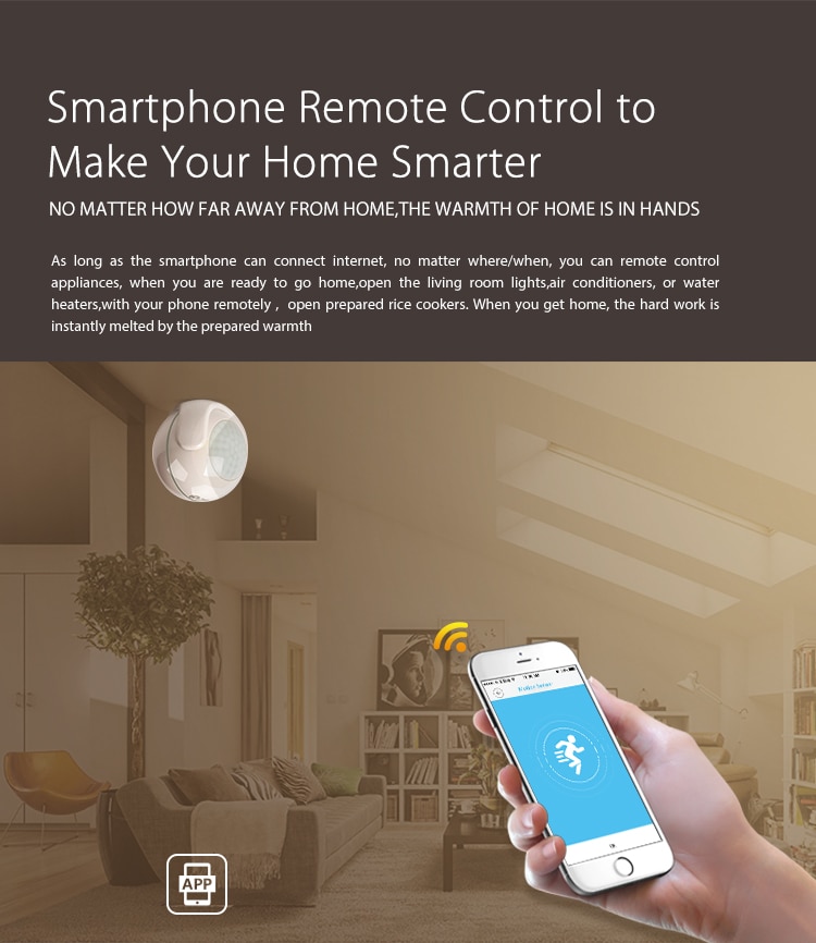 Smart trådløs 2.4 ghz wifi pir bevægelsesdetektion sensor, tuya smart life gratis app kompatibel ios &amp; android, ingen hub påkrævet