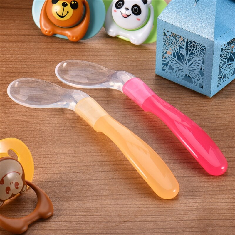 Cuchara sopera de silicona con sensor de temperatura para bebé, cuchara de cocina, cuchara de arroz, vajilla para niños