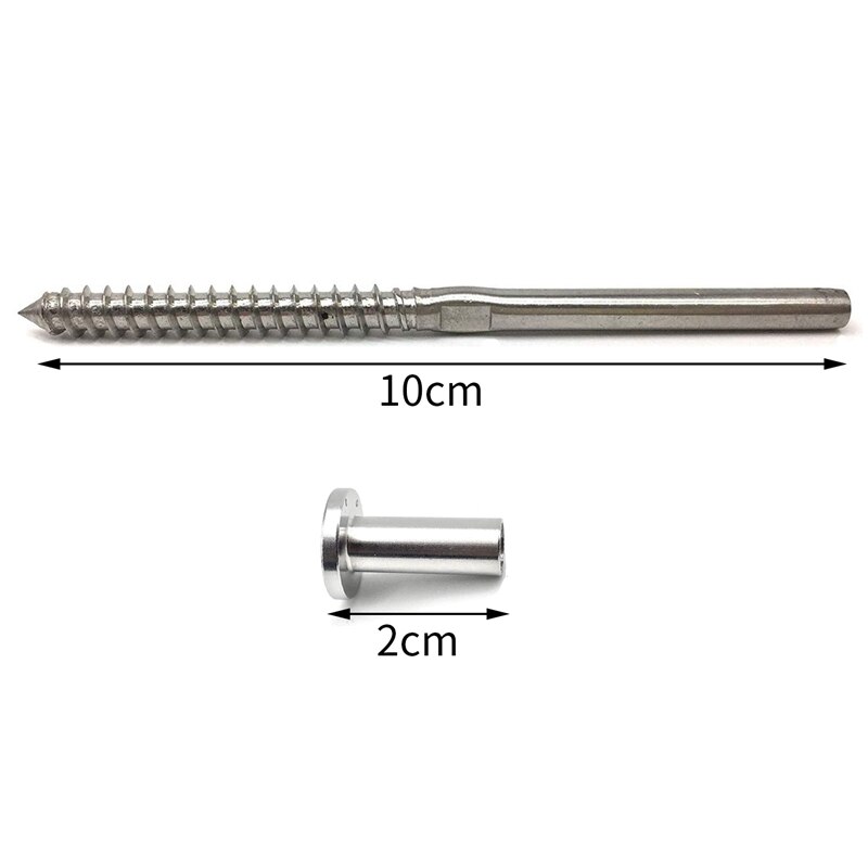 Senmit Threaded Stud Tension End Fitting Terminal, 1/8" Stainless Steel - View #3