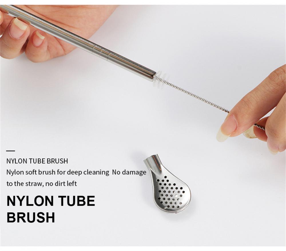 Straw Colander Stainless Steel 304 Removable Tea Colander Spoon Milk Tea Coffee Stirring Spoon Juice Residual Spoon Milk