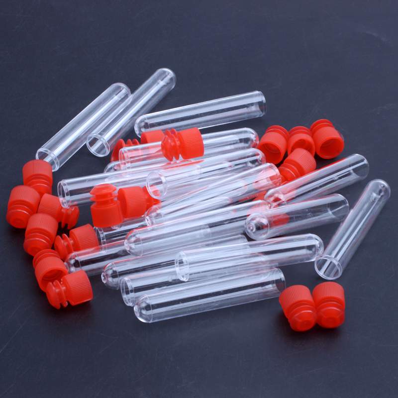 20 Pieces 60 * 12mm Plastic Centrifuge Tube Plastic Test Tube with Screw Cap (Red)