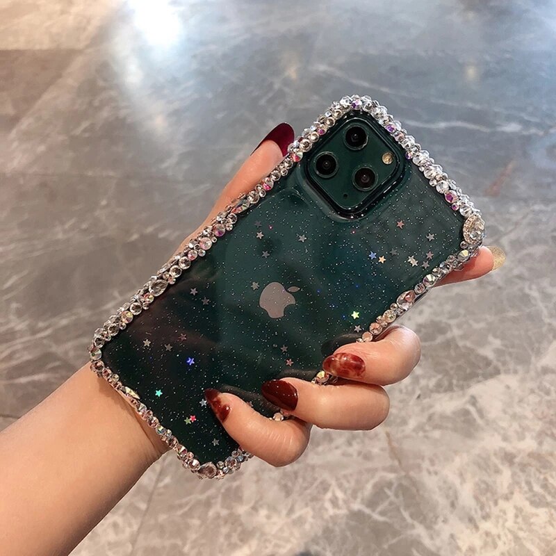 Luxury Bling Rhinestone Gem diamond Soft phone cases for apple iphone 11 Pro Max 12 MiNi Glitter Camera protection cover