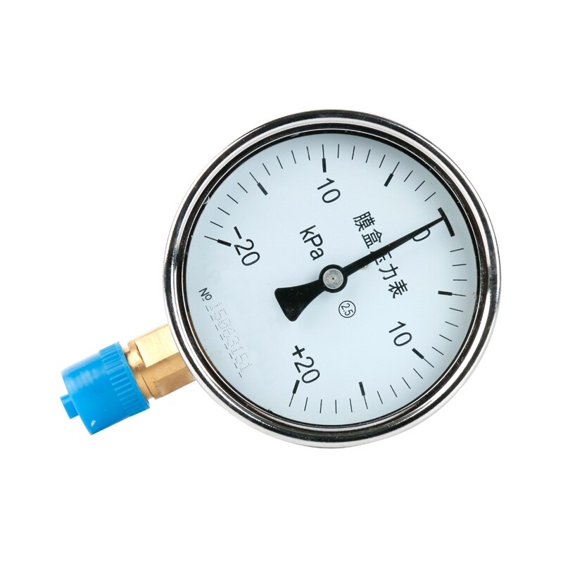 YE-100 -20~20KPA Air Diaphragm Pressure GaugePhosphor Bronze Film Box Pressure Gauge Positive And Nagative Pressure Meter