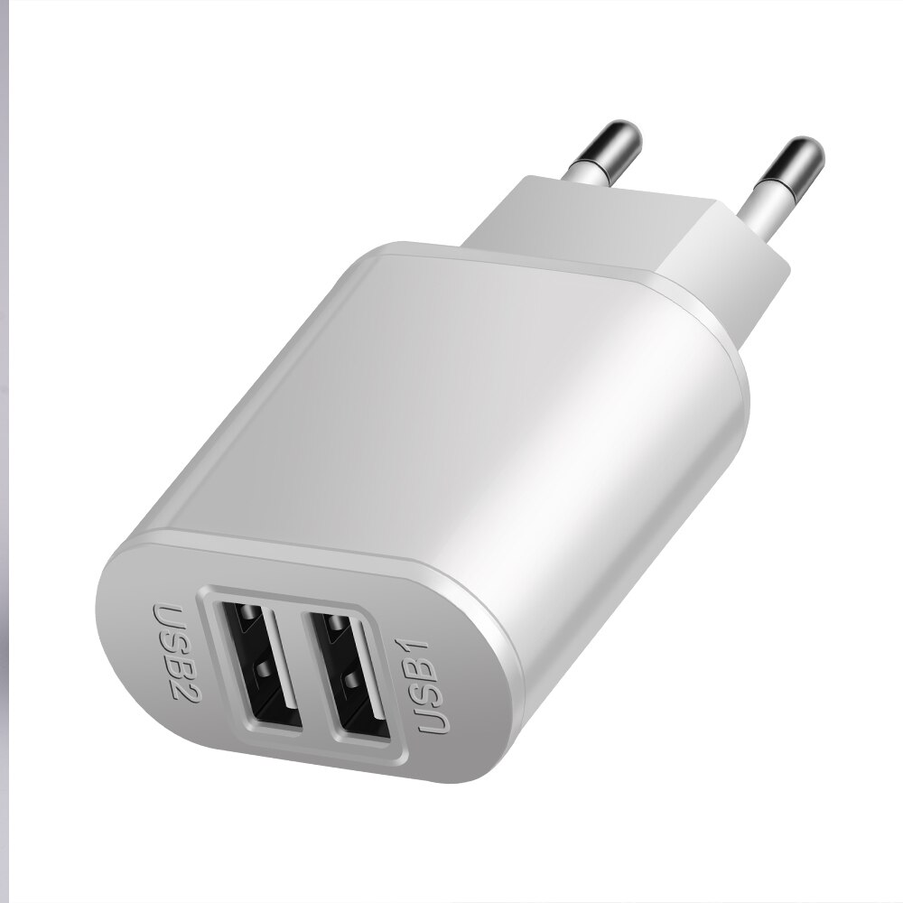 OLAF – chargeur USB 5V 2a rapide, adaptateur mural ue pour téléphone portable, compatible avec iPhone X 8 7 iPad Samsung S9 Xiaomi Mi6 Mi5: 2 USB White