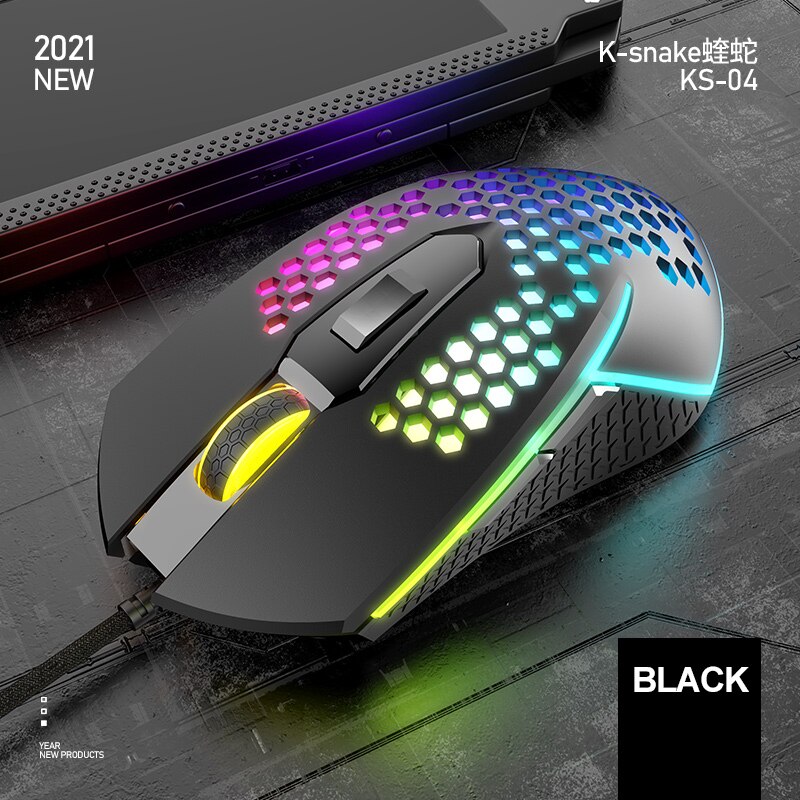 LED Glow Wired Mouse Profession Gaming Mouse 3200 DPI Optical USB Computer Mouse 6 Buttons Ergonomics Mouse For PC laptops: black