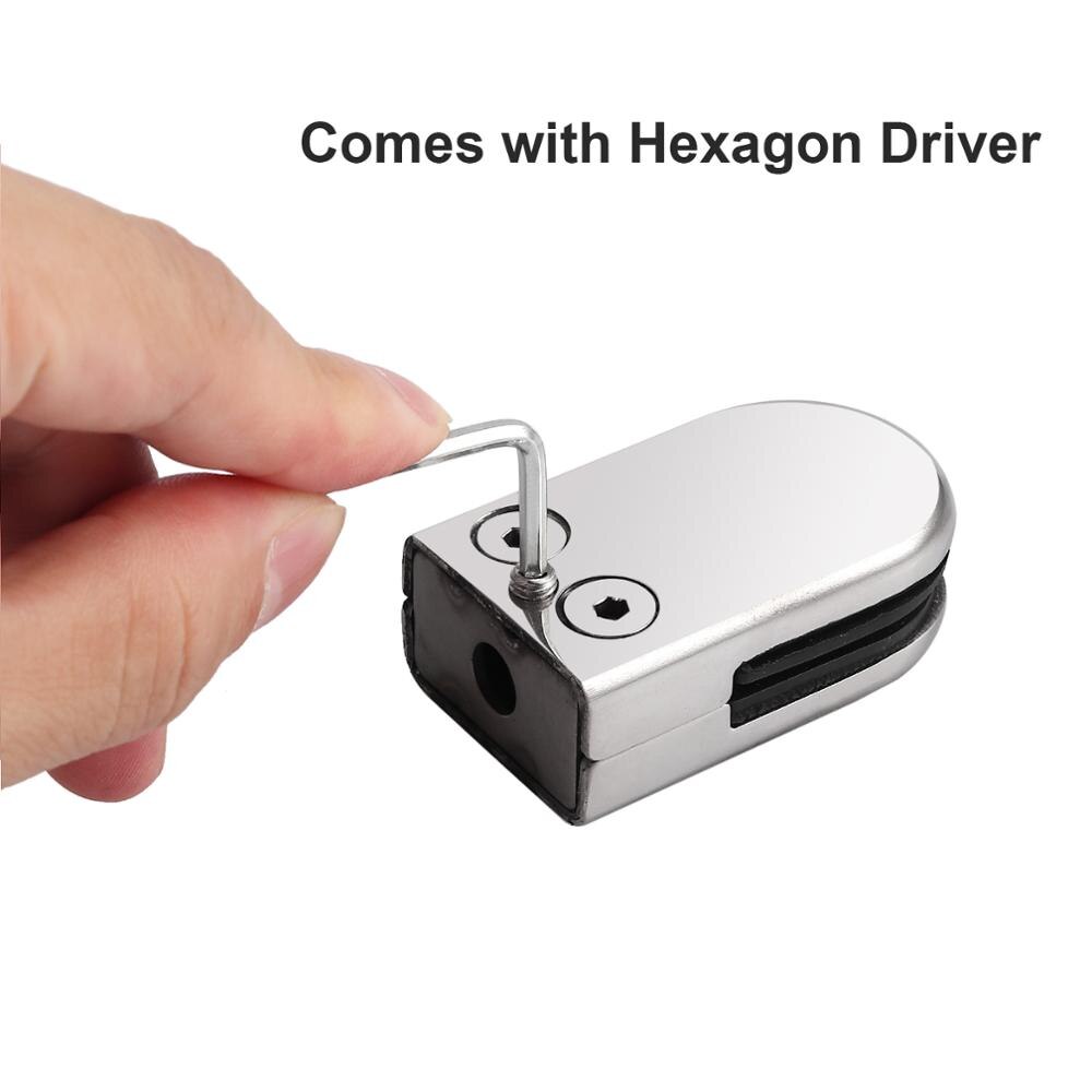 Proster 8Pcs 304 Stainless Steel Glass Clip Clamp Bracket Flat Back for Handrail Staircase S / M / L 6-12mm Polished Glass Clamp