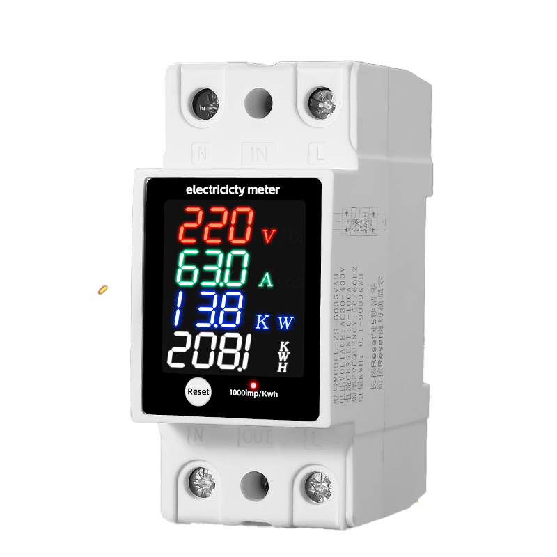 Digital Energy Meter Din Rail Electricity Usage Monitor AC30-400V Voltmeter Ammeter Watt Kwh Frequency Power Meter: Default Title