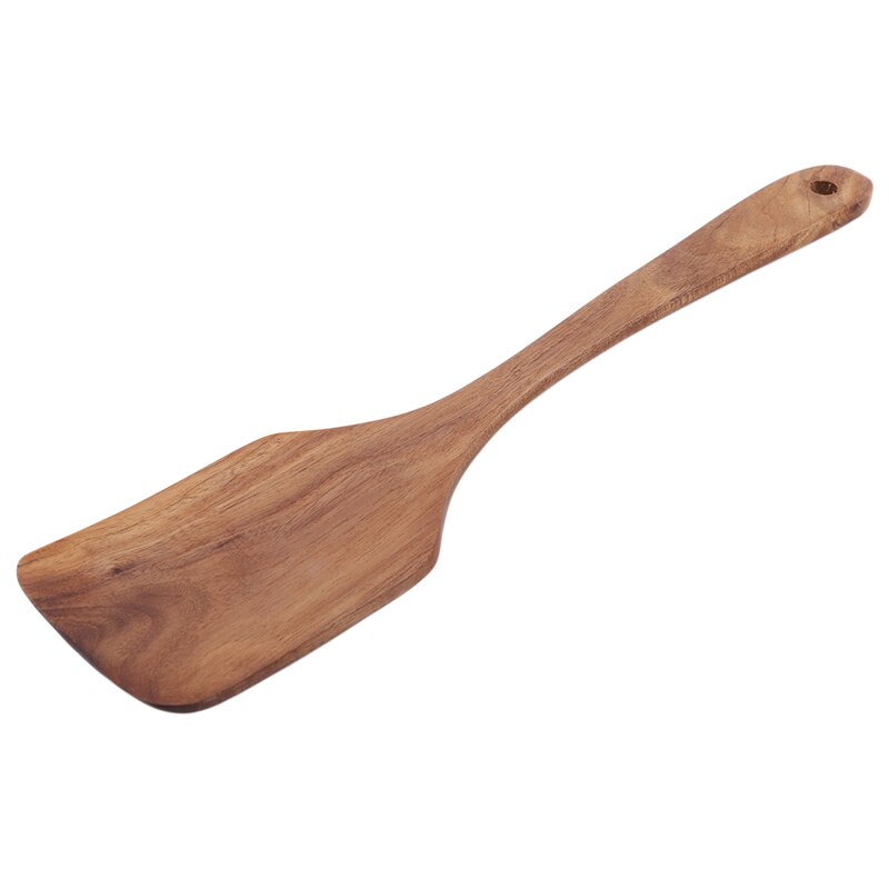 Teak Wood Turner Long Handle Spatula Kitchen Turner Non Stick Cooking Utensils Wooden Spatula Slotted Turner Set Wooden Utensils