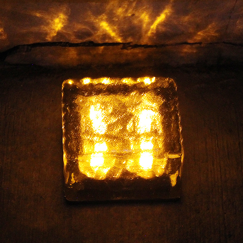 Solar led lys 4 led lampe vanntett slipt klart glass is stein murstein for utendørs hage dekk vei sti hage dekorasjon