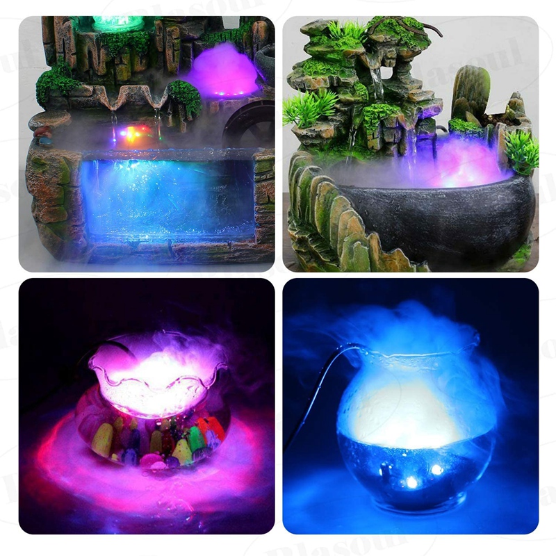 Mist Maker,Aluminum Mini Fog Maker Waterproof Mist Machine With 12 LED Lights For Water Fountain Pond Fishtank Botanical