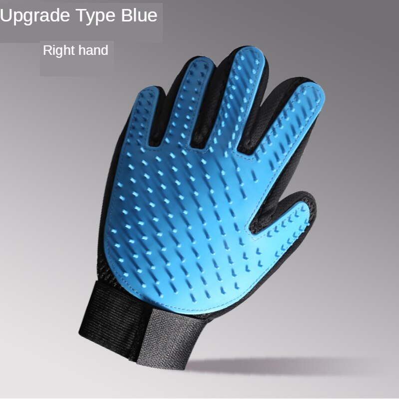 Guante De aseo para mascotas, guantes De eliminación De pelo para gatos, cepillos De eliminación De vello para gatos, peines De Masaje para perros, suministros para mascotas, accesorios para gatos: upgrade blue right