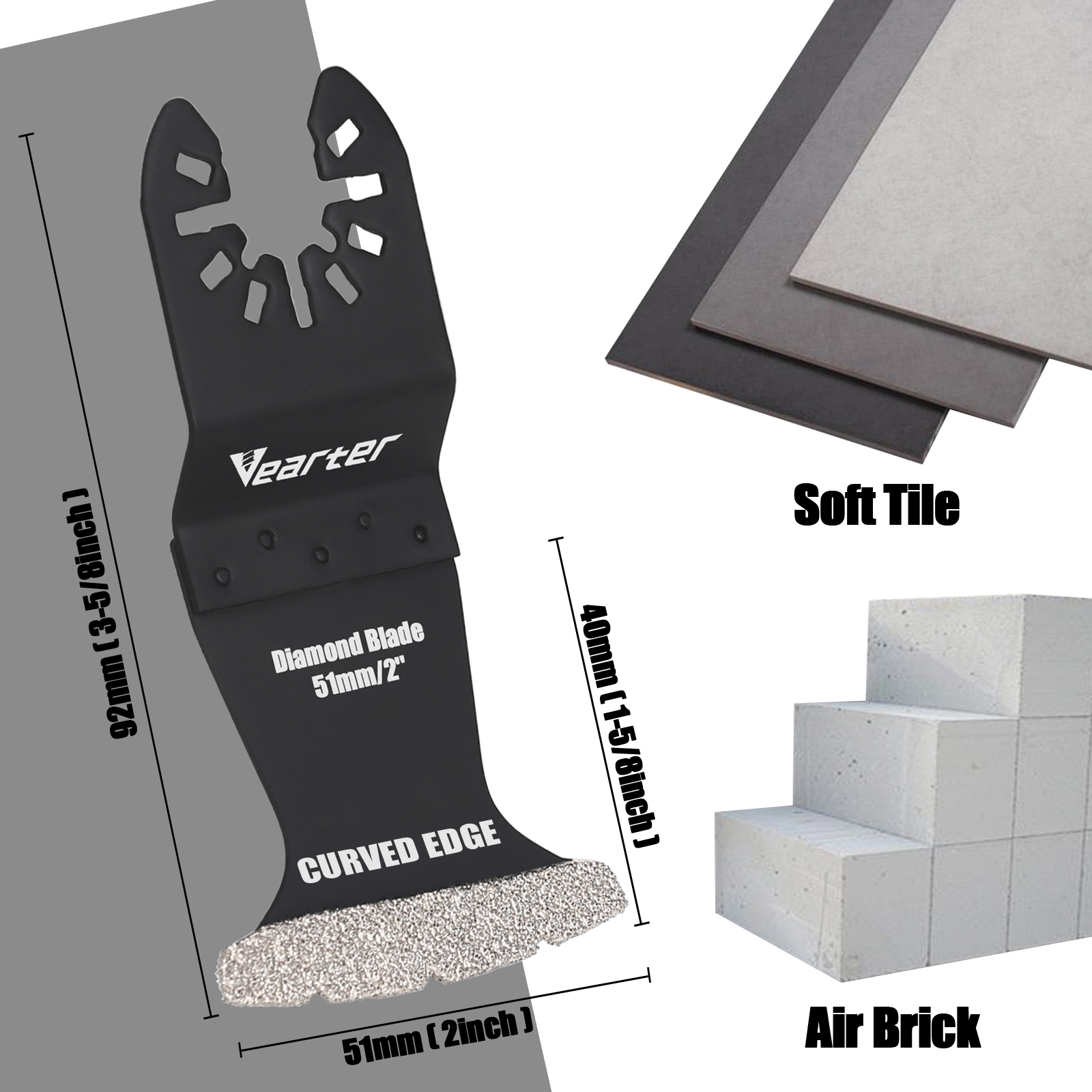 Verater 5Pack Oscillerende Multitool Swing Diamond Blades Mortel Zaagblad Nauwkeurig voor het verwijderen van voegen Luchtsteen Beton