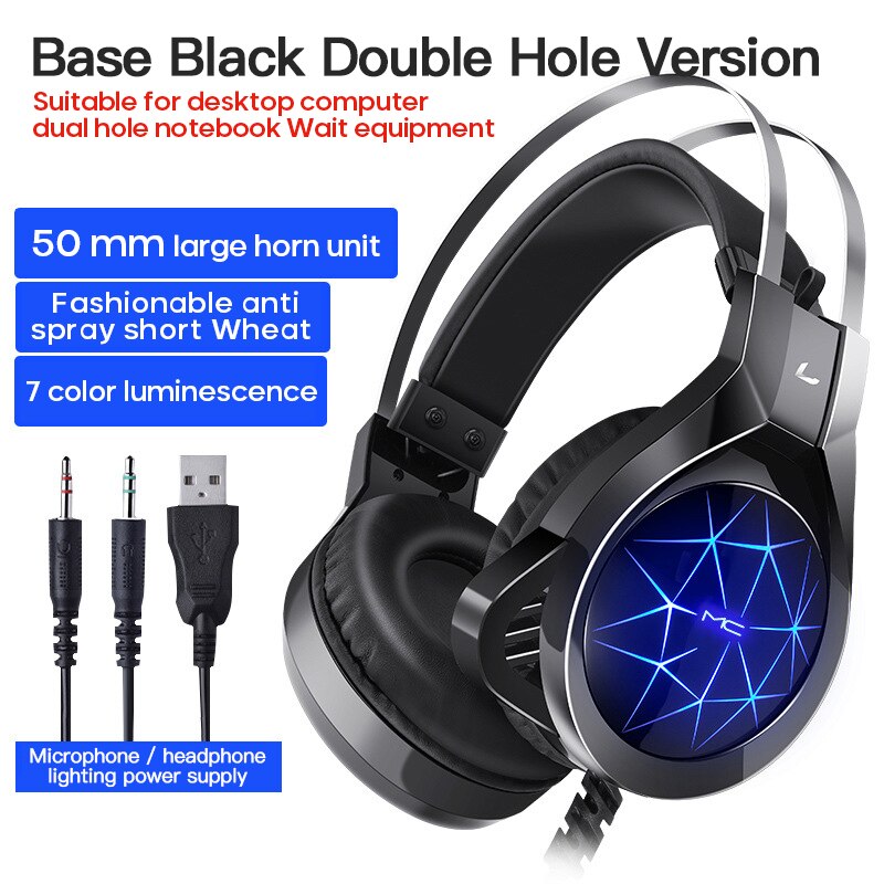 Gaming Headset Hoofdtelefoon Met Microfoon Licht Surround Sound Bass Koptelefoon Voor PS4 Professionele Gamer Pc Laptop: E