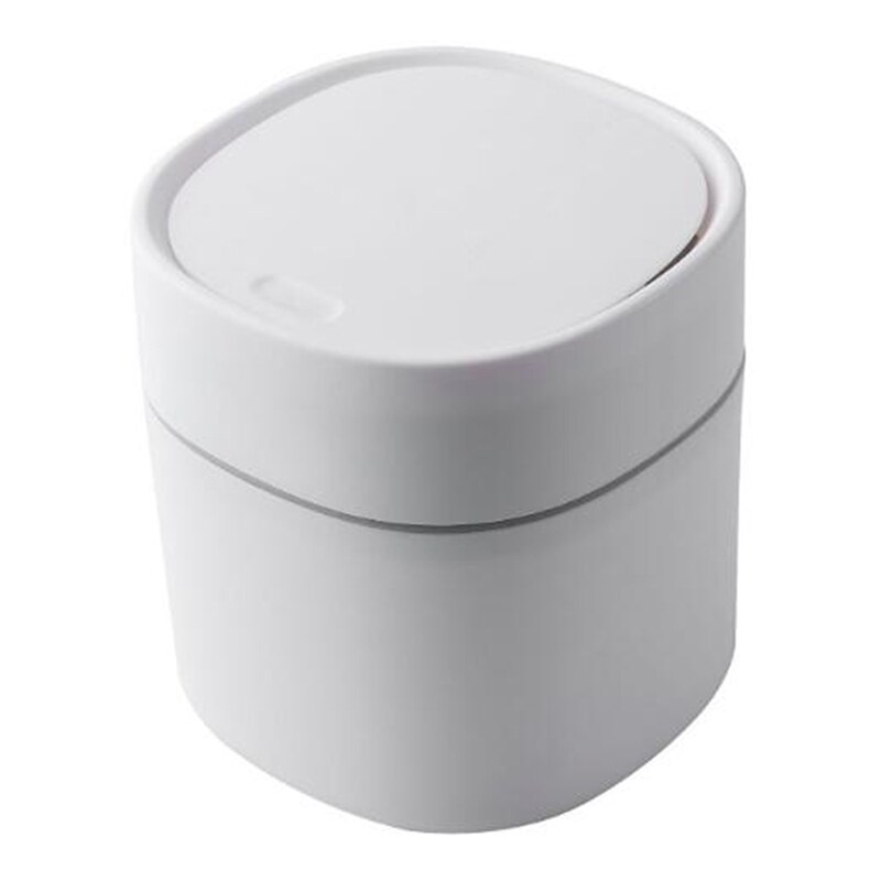 Mini Small Waste Bin Desktop Garbage Basket Home Table Plastic Office Supplies Trash Can Dustbin Sundries Barrel Box: Bullet cover white
