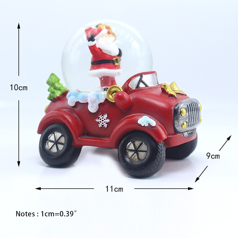 D08D Christmas Colorful LED Light Snow Globe Car Santa Claus Snowman Luminous Ball