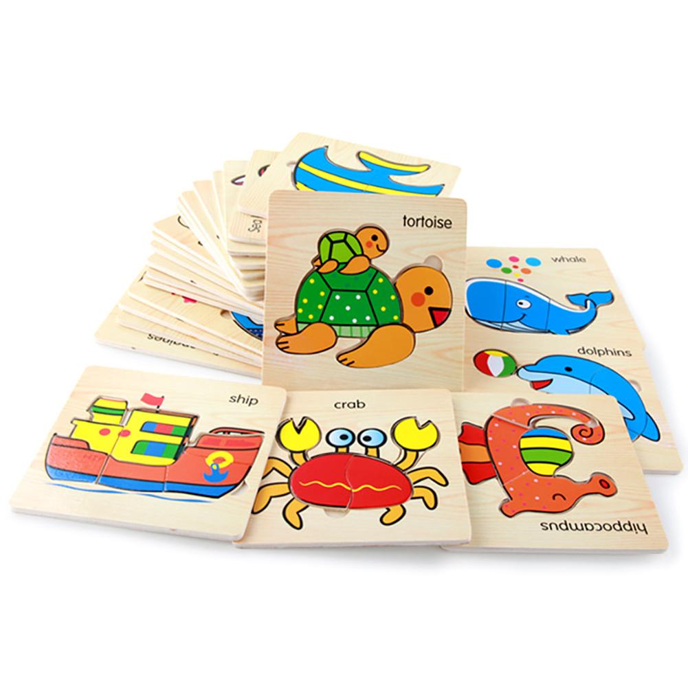 Holz 3D Tiger Fisch Marine Tier Puzzles Bord Pädagogisches Kinder Spielzeug entwickeln kinder der anerkennung farben und form