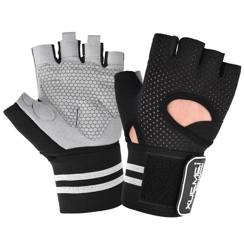 Guantes de gimnasio para mujer, guantes de levantamiento de pesas de verano, protegen las manos y la muñeca para Fitness, culturismo, profesión, guantes de levantamiento de pesas: Black / XL