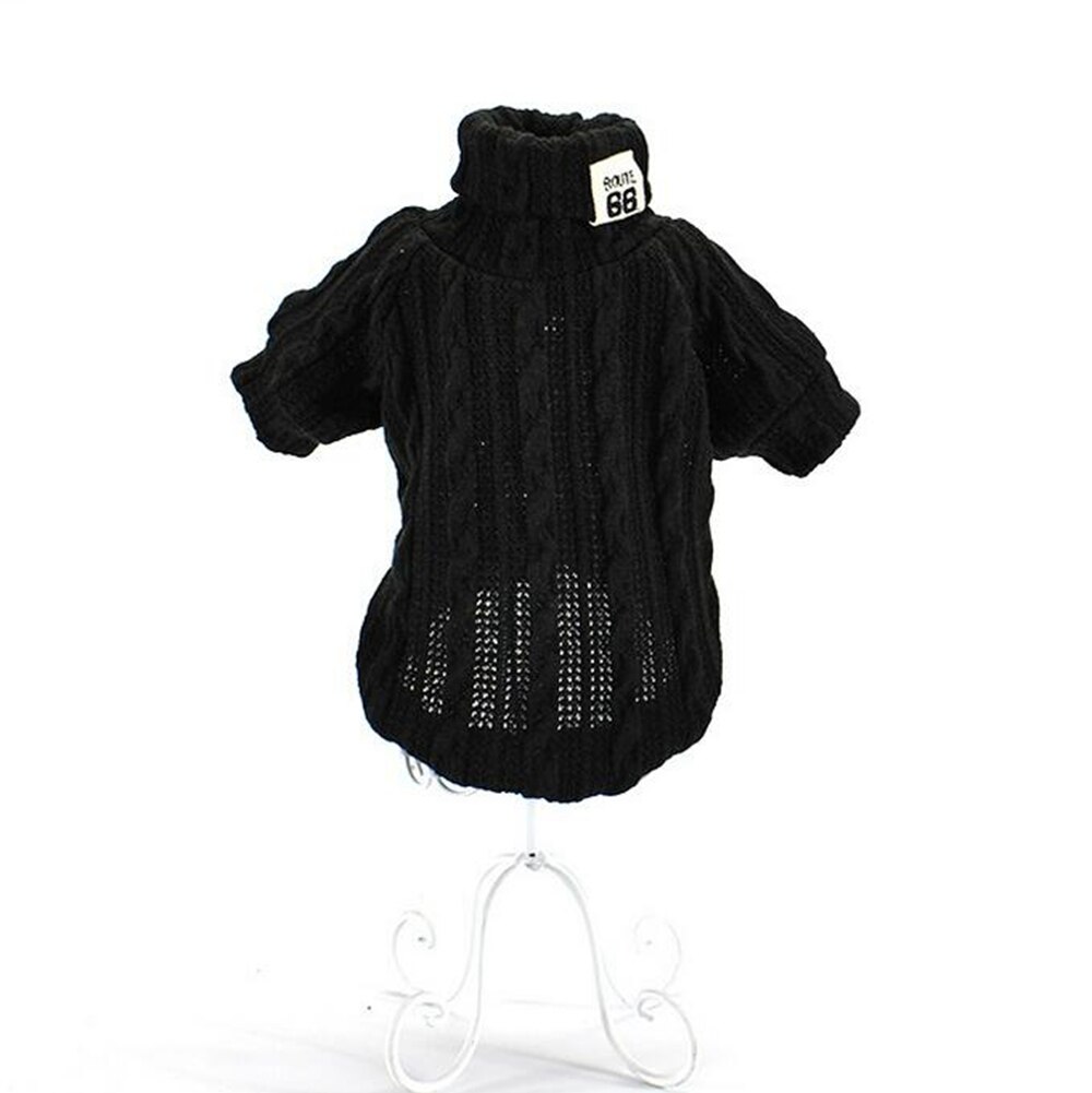 Pet Dog Jumpers Coats Hand Knit Cat Puppy Chihuahua Clothes POLO Neck Sweaters: Black / S