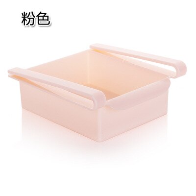 1pc Fridge Freezer Space Saver Organizer Kitchen Storage Rack Shelf Holder Fridge Freezer Storage Box: Pink