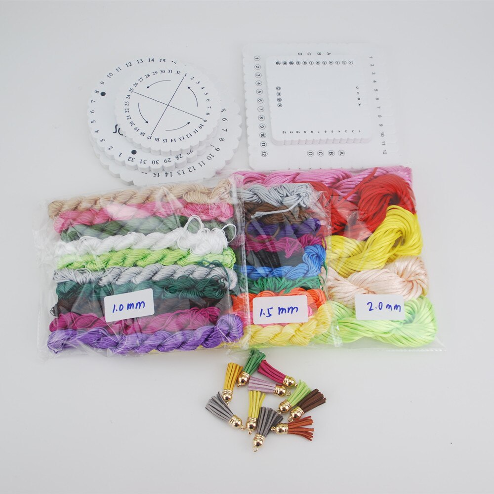 Gør-det-selv macrame snore kumihimo skive plade flettet snor armbånd schijf disk håndlavede materialer jump ring spænde kvast sæt  ds208