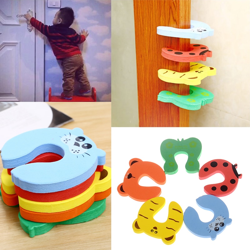 1/3/5 Deurstopper Houder Lock Safety Vinger Thuis Kids Baby Cartoon Dier Stop Edge Corner Protector Voor Kinderen willekeurige Kleur