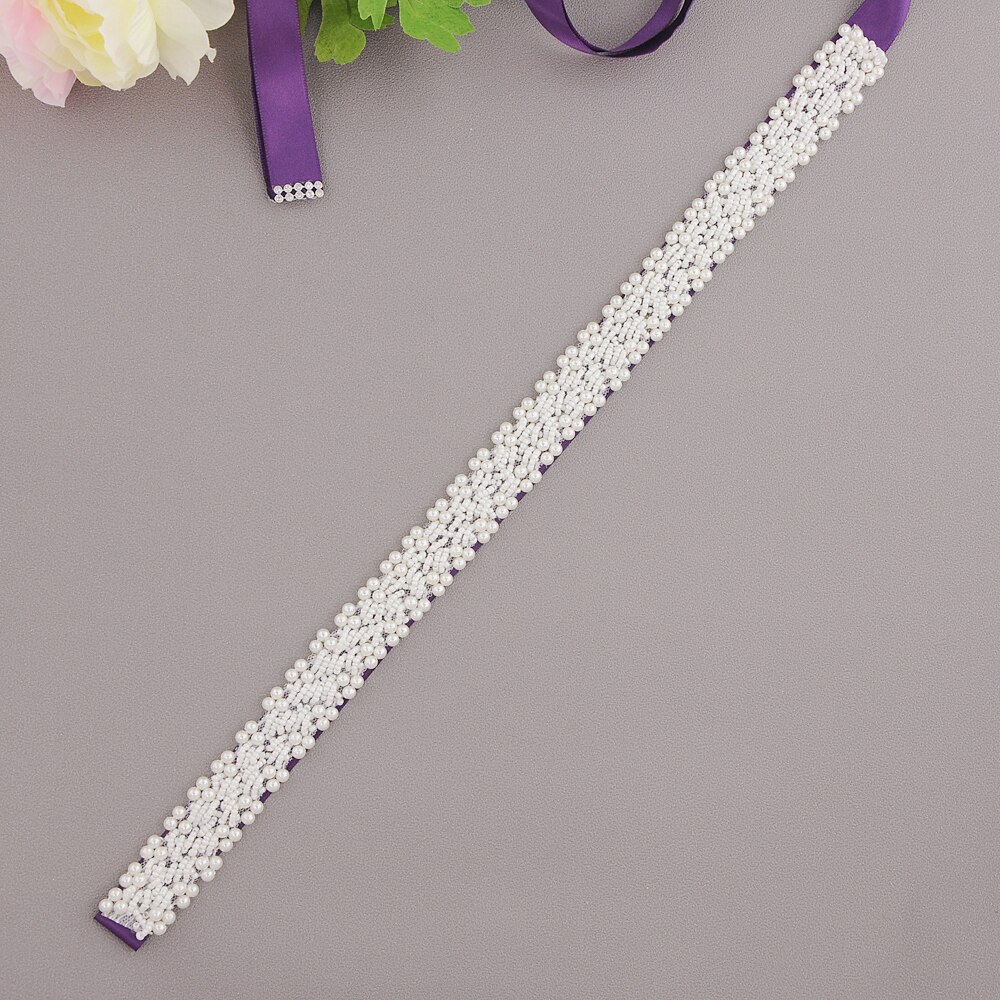Parel Bruiloft Accessoires Riem Trouwjurk Riem Bruids Sjerp Bruids Jurk Riem Avond Party Jurken Accessoires SCS204: purpel