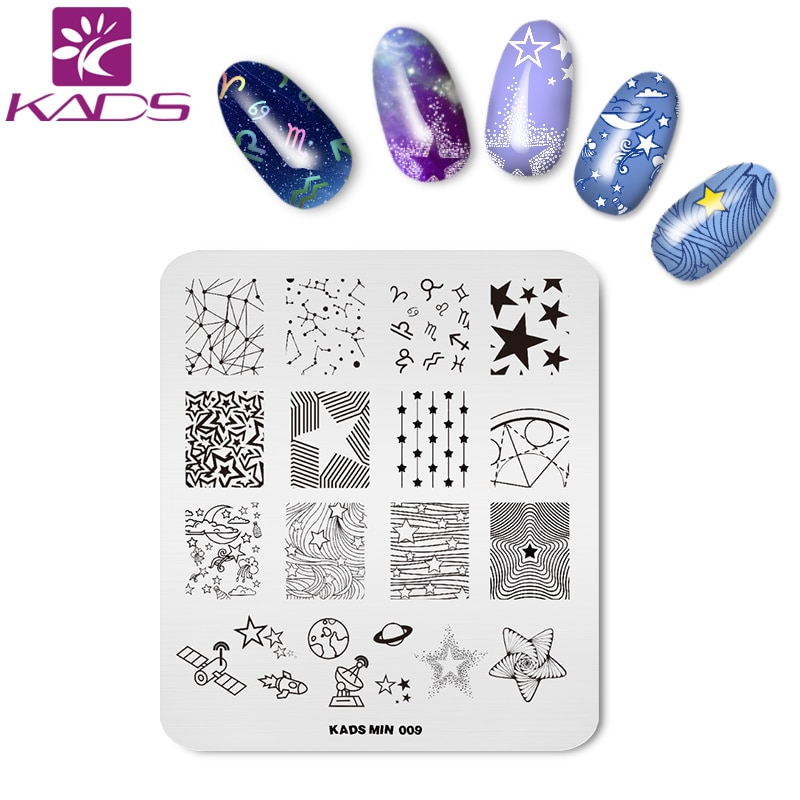 Kads stjernehimmel nail art stempel skabelon stjerne & måne manicure negle art billedplade til negle art dekorationer stempel